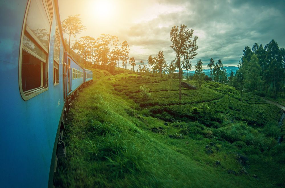 sunset in a train from sri lanka